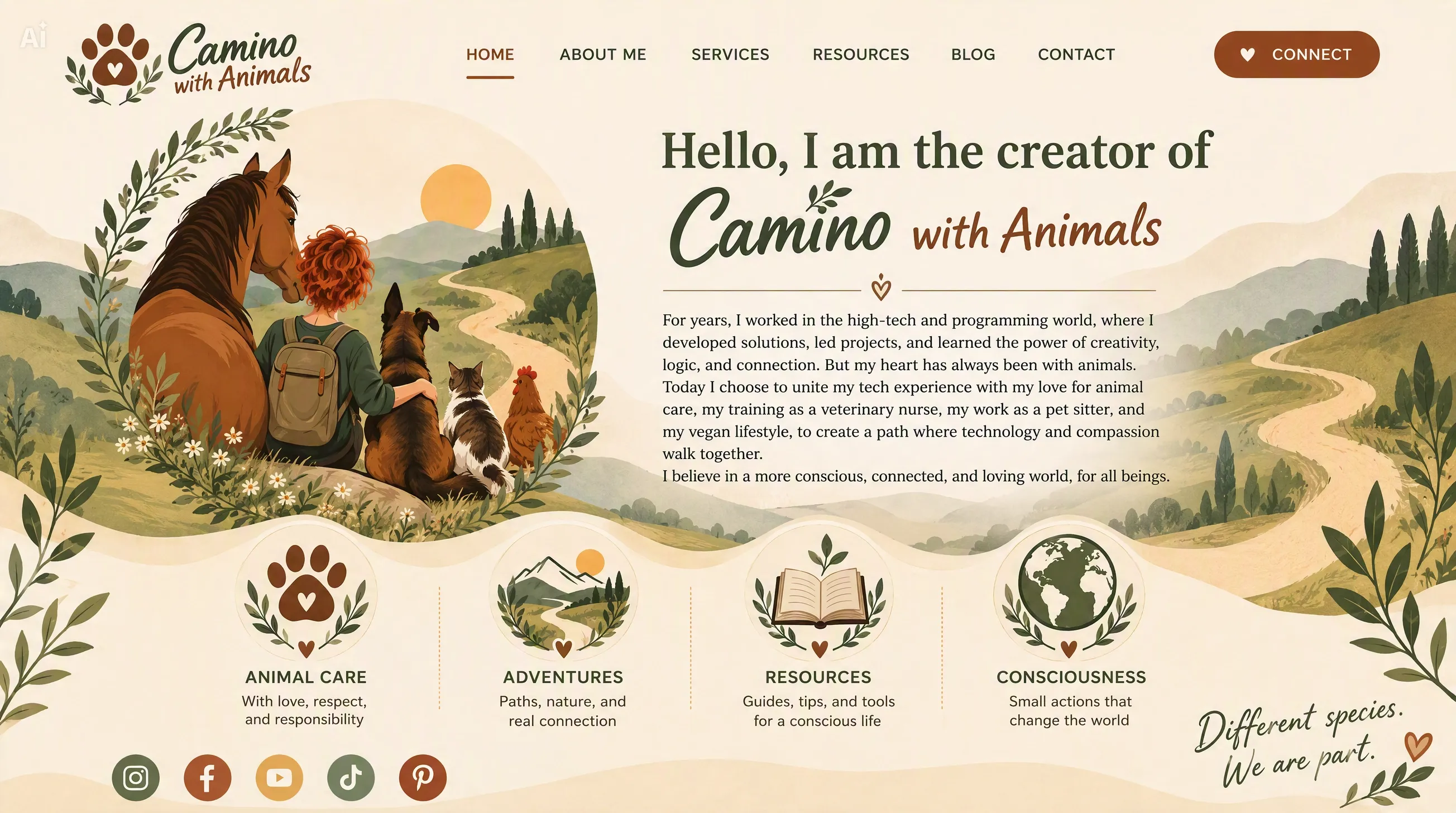 Camino with Animals — a journey through animal care, nature, resources and conscious living